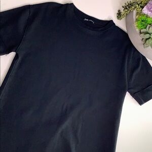 Zara Black Short-sleeve reverse hem Long T Shirt
